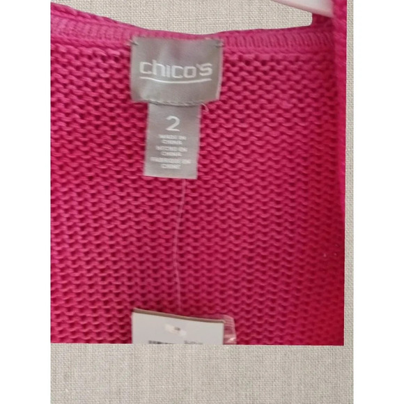 Chicos Womens Knit cardigan buttonCuff Detail size 2 begonia pink - Picture 3 of 12